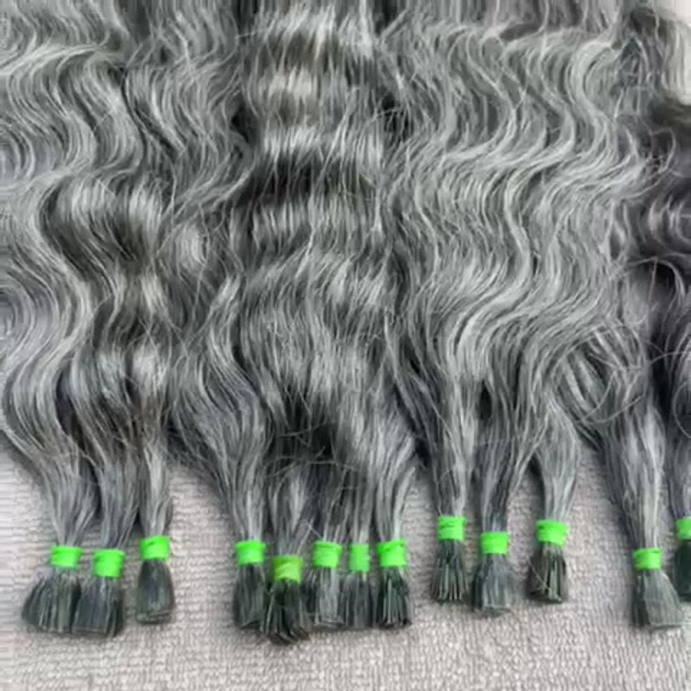 Flat Tip Grey Curly Hair Extensions