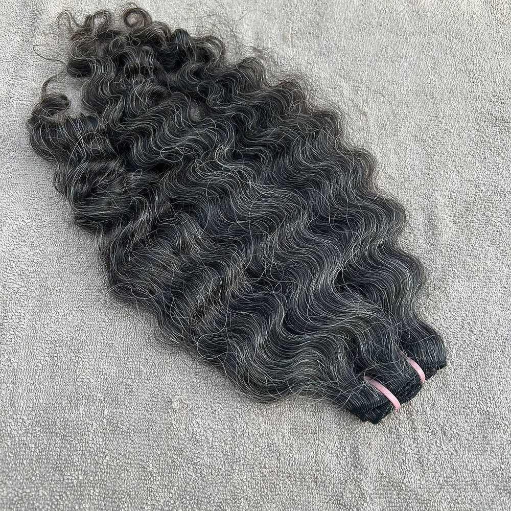 RAW DARK GREY WEFT CURLY HAIR EXTENSIONS
