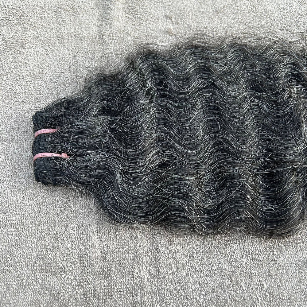 RAW DARK GREY WEFT CURLY HAIR EXTENSIONS
