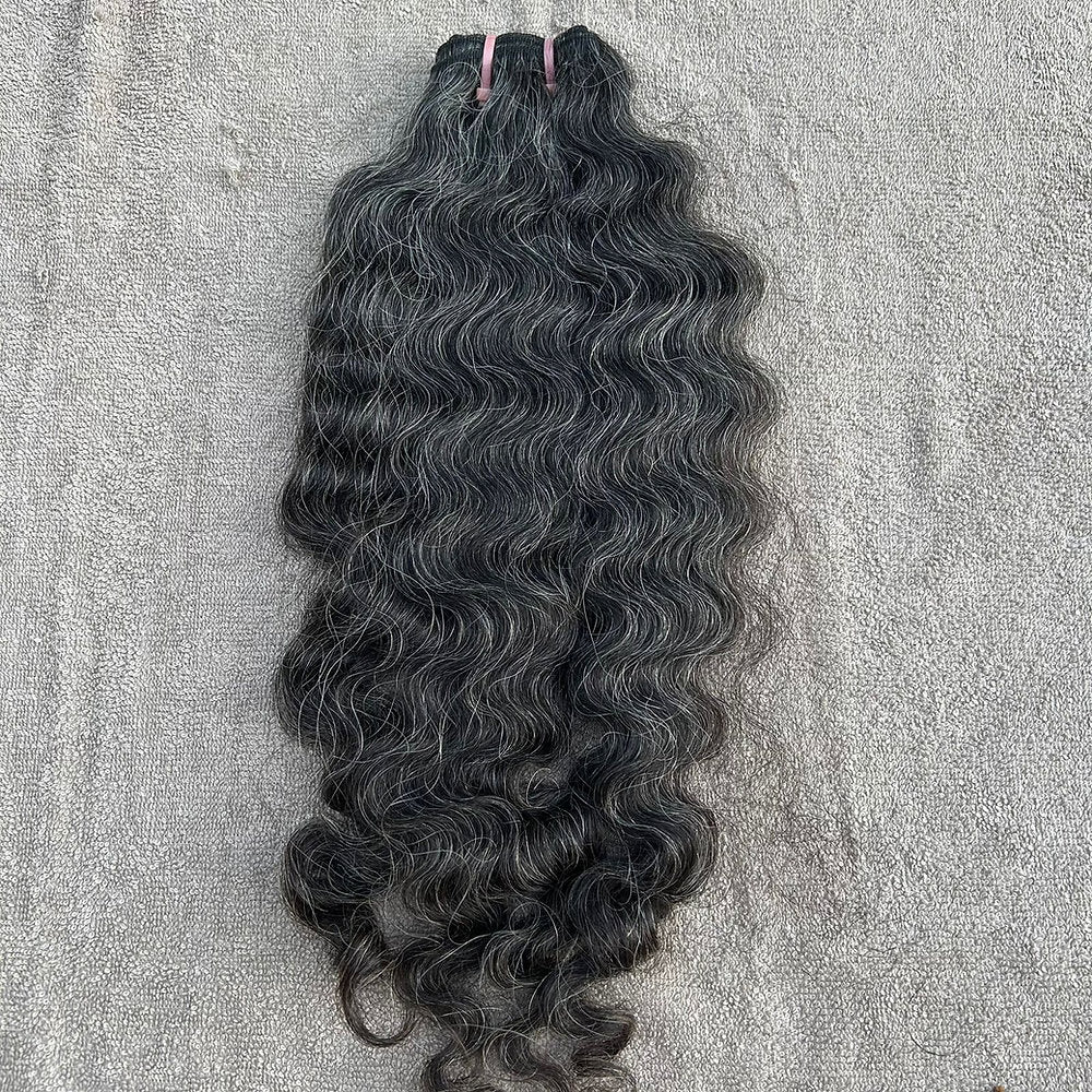 RAW DARK GREY WEFT CURLY HAIR EXTENSIONS