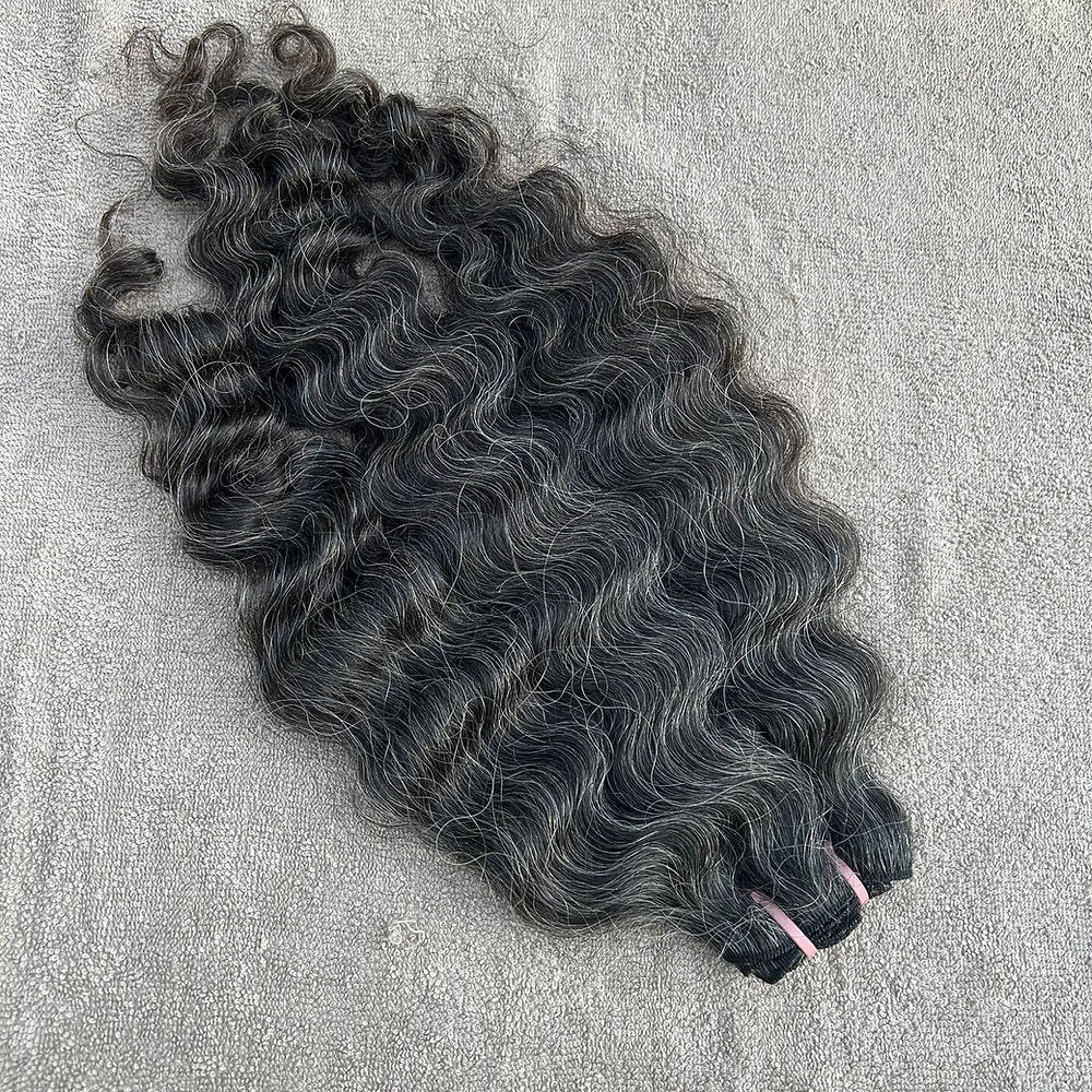 RAW DARK GREY WEFT CURLY HAIR EXTENSIONS