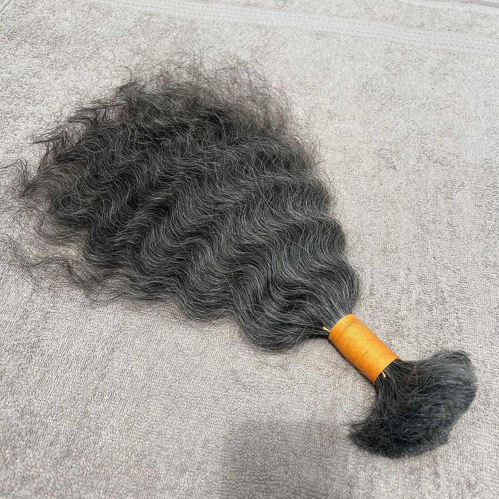RAW NATURAL GREY BULK CURLY BUNDLES
