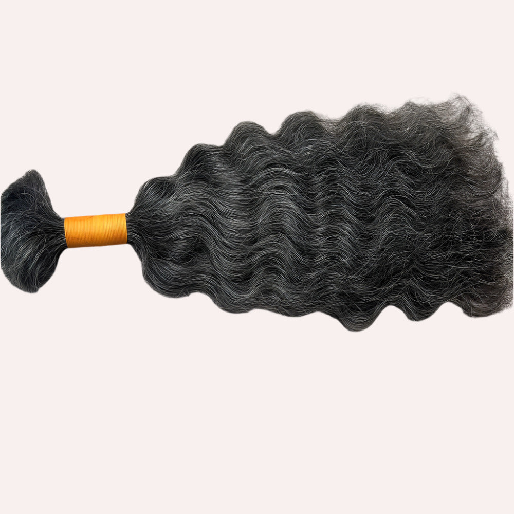 RAW NATURAL GREY BULK CURLY BUNDLES