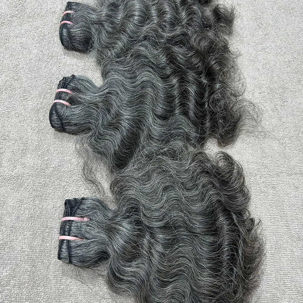 3 Bundle deal Grey Curly Hiar Extensions