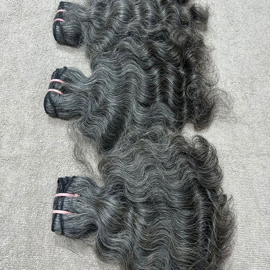 3 Bundle deal Grey Curly Hiar Extensions