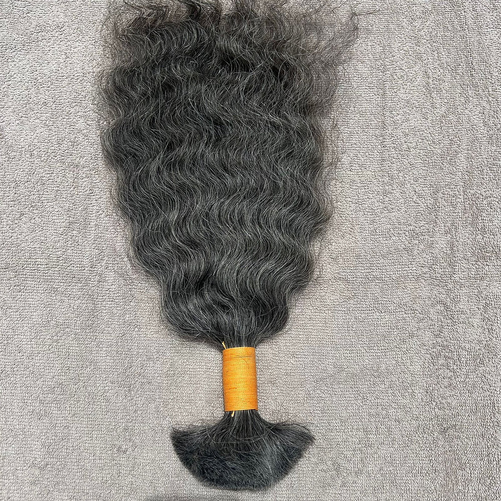 RAW NATURAL GREY BULK CURLY BUNDLES
