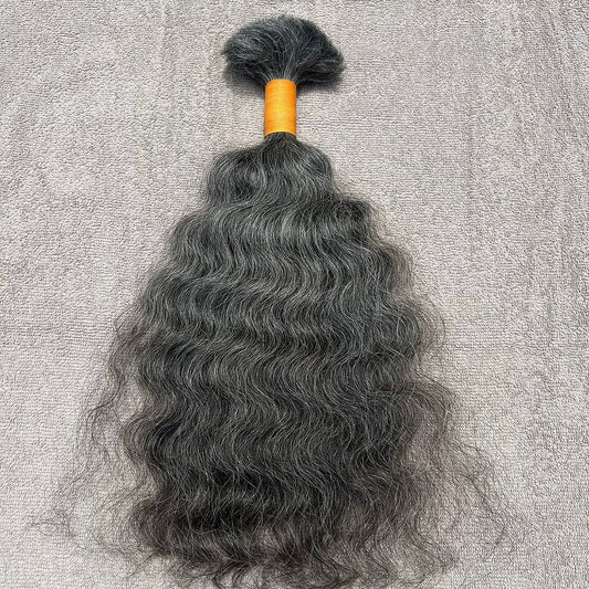 RAW NATURAL GREY BULK CURLY BUNDLES