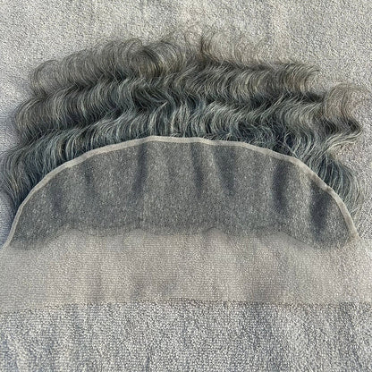 Transparent Lace Frontal 13x4 Grey Wavy Hair